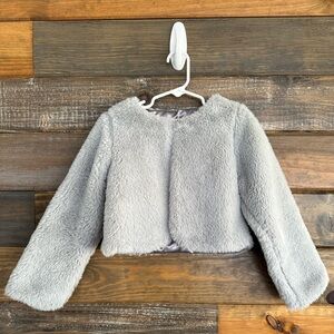 Lilax Girls Cozy Faux Fur Long Sleeve Crew Neck Dress Coat